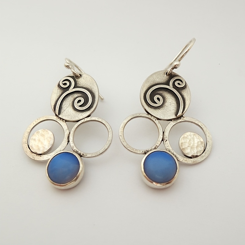Creative Retro Geometric Silvery Color Earrings, Ethnic Style